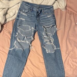 American Eagle Outfitters Light Blue Distressed Cropped Jeans